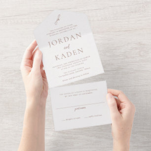 Jordan Earthy Neutral Elegant Wedding All In One Einladung