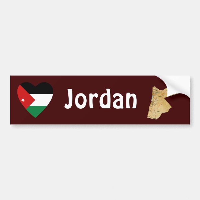 Jordan Flag Heart + Karte Autoaufkleber (Vorne)