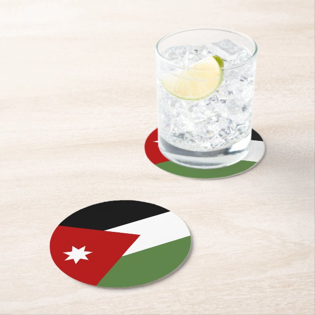 Jordan Flag Runder Pappuntersetzer (Vor Ort)