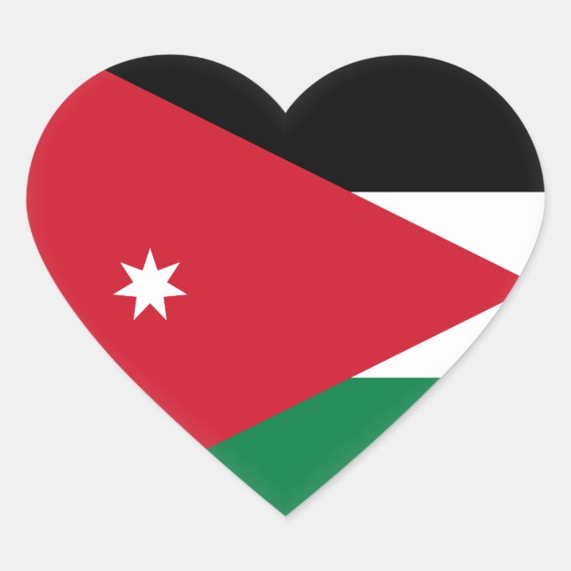 Jordan-Flagge Herz-Aufkleber (Vorderseite)
