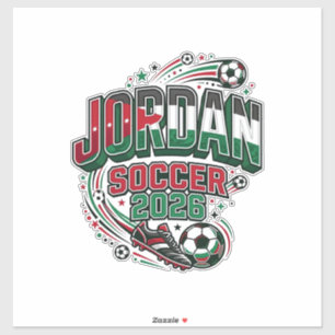 Jordan Fußball 2026 Fußball Bold Landestypografie Aufkleber