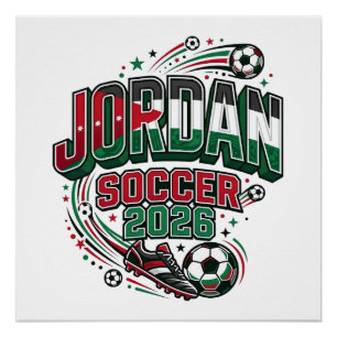 Jordan Fußball 2026 Fußball Bold Landestypografie  Poster