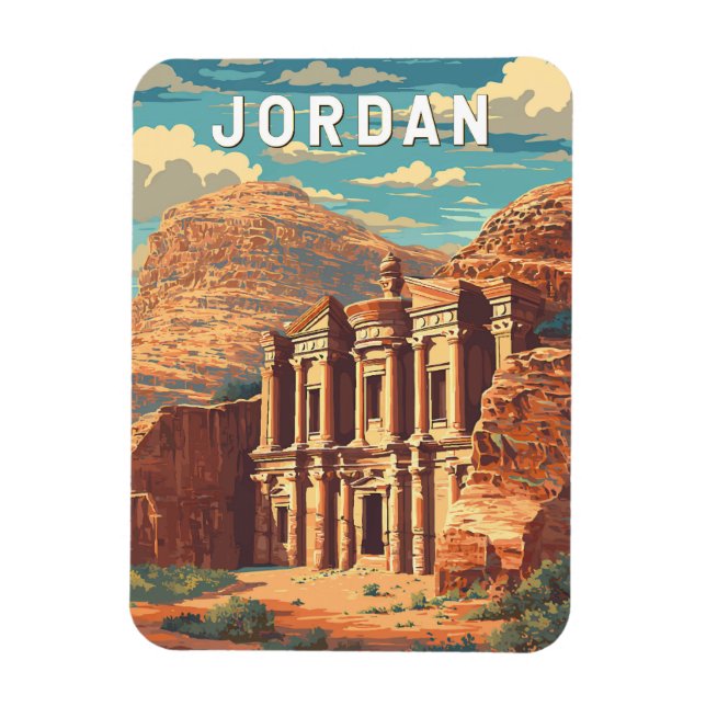 Jordan Illustration Travel Art Vintage Magnet (Vertikal)