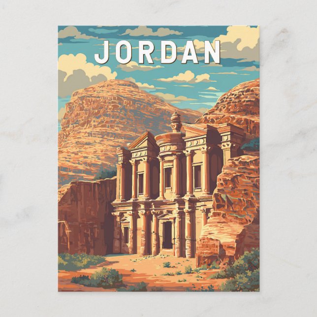 Jordan Illustration Travel Art Vintage Postkarte (Vorderseite)