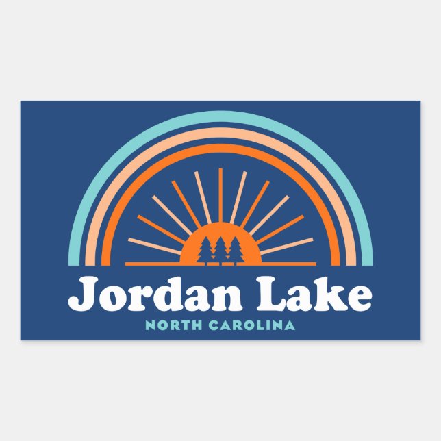 Jordan Lake North Carolina Rainbow Rechteckiger Aufkleber (Vorderseite)