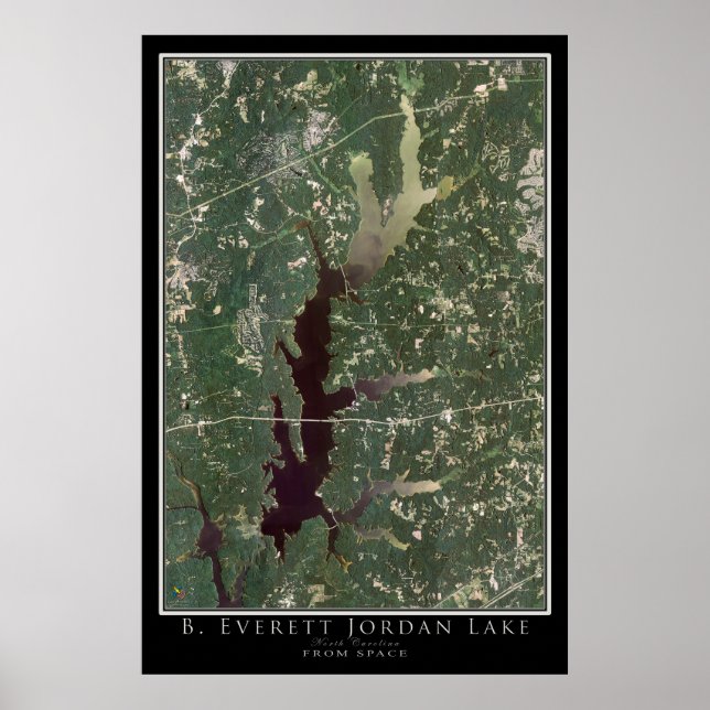 Jordan Lake North Carolina Satellitenplakat Karte Poster (Vorne)