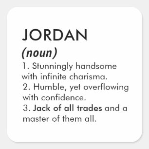 Jordan Name, Bearbeitbarer Name, Benutzerdefiniert Quadratischer Aufkleber