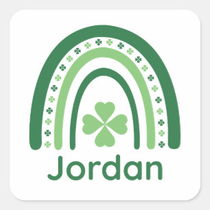 Jordan Name Clover Boho Regenbogen Quadratischer Aufkleber
