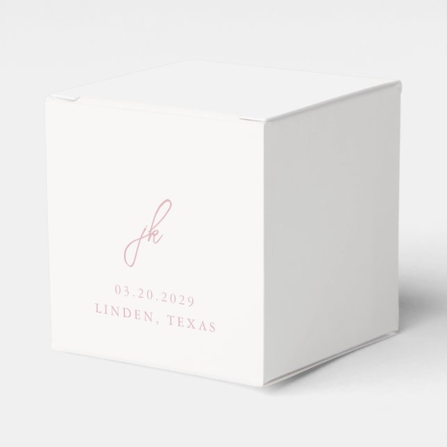 Jordan Pale Pink Script Monogram Elegant Wedding Geschenkschachtel (Vorderseite)