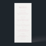 Jordan Pink Elegant Wedding Menükarte<br><div class="desc">Elegantes Hochzeitsmenü mit klassischem Design,  mit dem Monogramm in einem Script-Schriftart und dem Menü in einem klassischen Serif-Schriftart.</div>