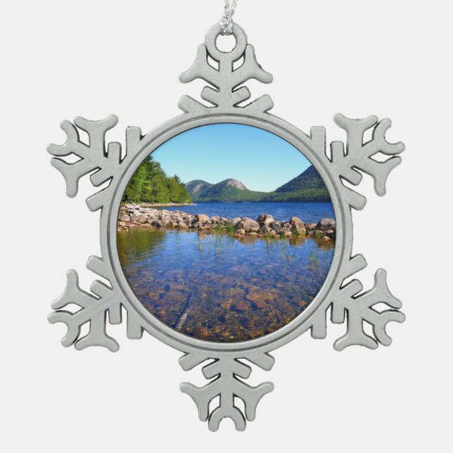 Jordan Pond I im Acadia National Park Schneeflocken Zinn-Ornament (Vorderseite)
