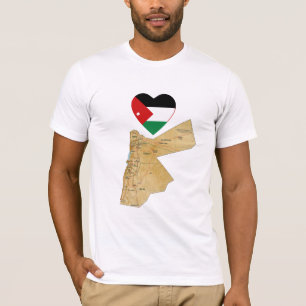 Jordanien-Flaggen-Herz und Karten-T - Shirt