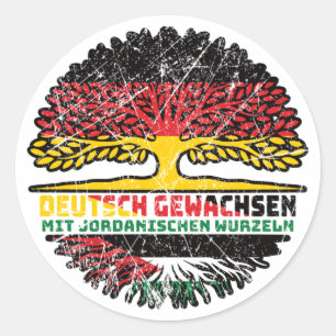 Jordanien Jordanisch Deutsch Deutschland Baum Runder Aufkleber
