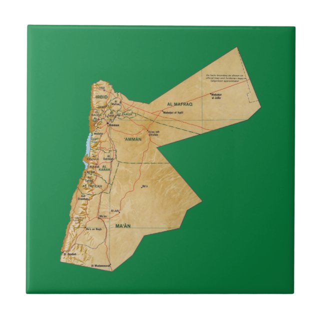 Jordanien-Karten-Fliese Fliese (Vorderseite)