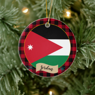 Jordanien, Roter Büffel, kariert und jordanische F Keramik Ornament