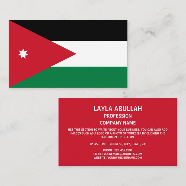jordanische Flagge, Flagge Jordaniens Visitenkarte (Vorne/Hinten)