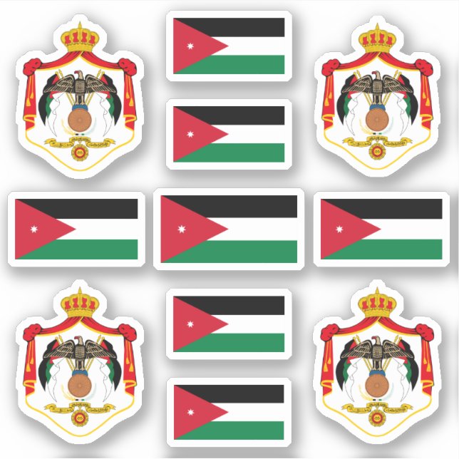 jordanische Staatssymbole/Wappen und Flagge Aufkleber (Vorderseite)