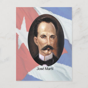 Jose Marti über kubanische Flagge Postkarte