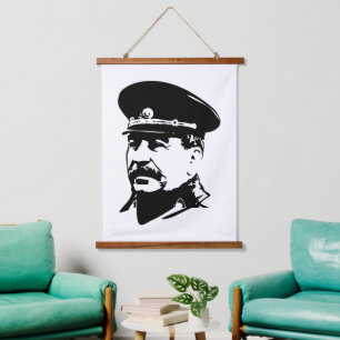 Josef Stalin, UdSSR, CCCP, Sowjetunion, Kommunismu Wandteppich Mit Holzrahmen