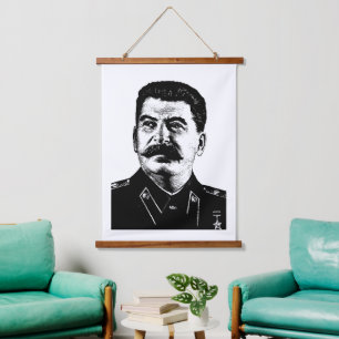 Josef Stalin, UdSSR, CCCP, Sowjetunion, Kommunismu Wandteppich Mit Holzrahmen