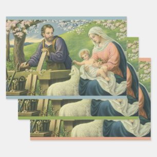 Josefs Werkstatt mit Maria und dem Baby Jesus Geschenkpapier Set