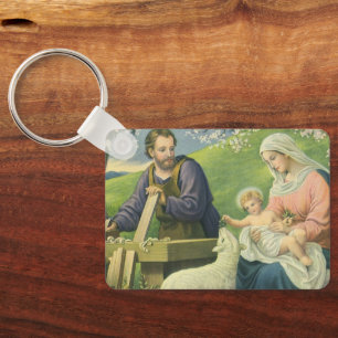 Josefs Werkstatt mit Maria und dem Baby Jesus Schlüsselanhänger