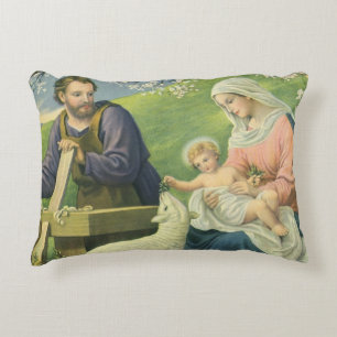 Josefswerkstatt mit Maria und Jesuskind Dekokissen