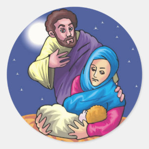 Joseph Mary Baby Jesus Runder Aufkleber
