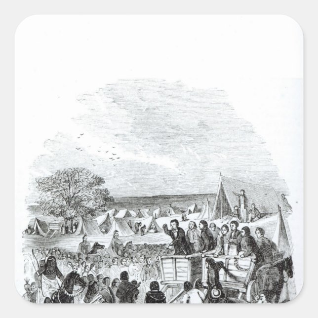 Joseph Smith Predigen in der Wildnis Quadratischer Aufkleber (Vorderseite)