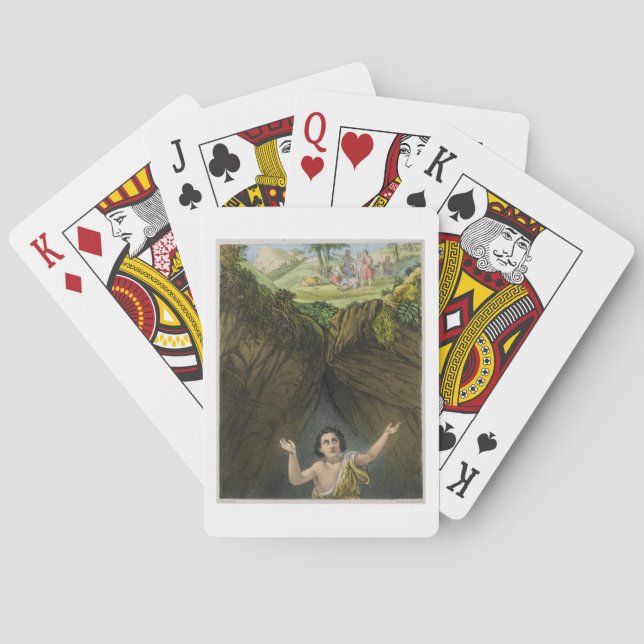 Joseph warf in die Grube durch seine Bruder, von Spielkarten (Rückseite)