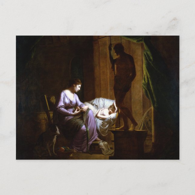 Joseph Wright von Derby Penelope entwirft ihr Web Postkarte (Vorderseite)