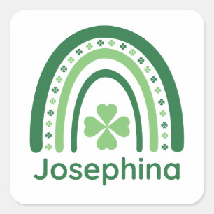 Josephina Name Clover Boho Rainbow Quadratischer Aufkleber