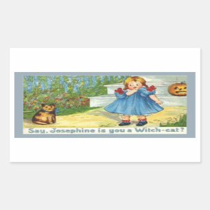 Josephine die Hexe Katze Rechteckiger Aufkleber