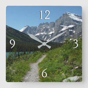 Josephine Lake Trail mit Monte Guild am Gletscher Quadratische Wanduhr