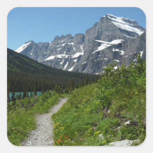 Josephine Lake Trail mit Monte Guild am Gletscher Quadratischer Aufkleber
