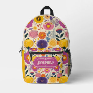 Josephine Lila und gelbe Moderne Blume Bedruckter Rucksack