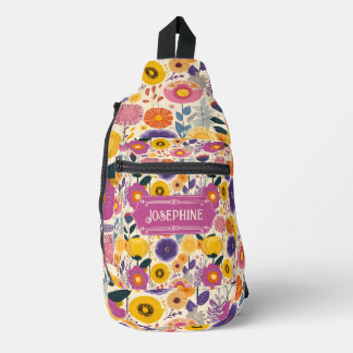 Josephine Lila und gelbe Moderne Blume Crossbody Bag