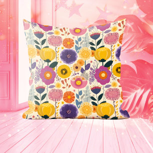 Josephine Lila und gelbe Moderne Blume Kissen