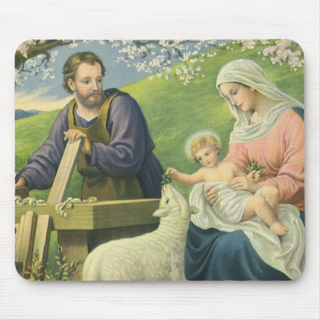 Joseph's Workshop mit Mary und Baby Jesus Mousepad (Vorne)
