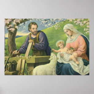 Joseph's Workshop mit Mary und Baby Jesus Poster