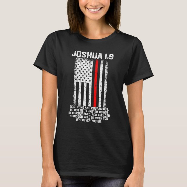 Joshua 19 American US Flag Firefighter Cross Chris T-Shirt (Vorderseite)