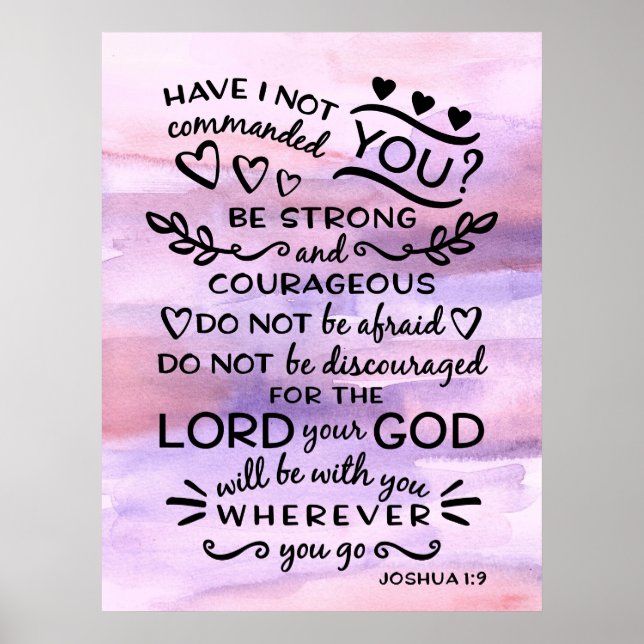 Joshua 1 9 Be Strong Bible Scripture Verse Poster (Vorne)
