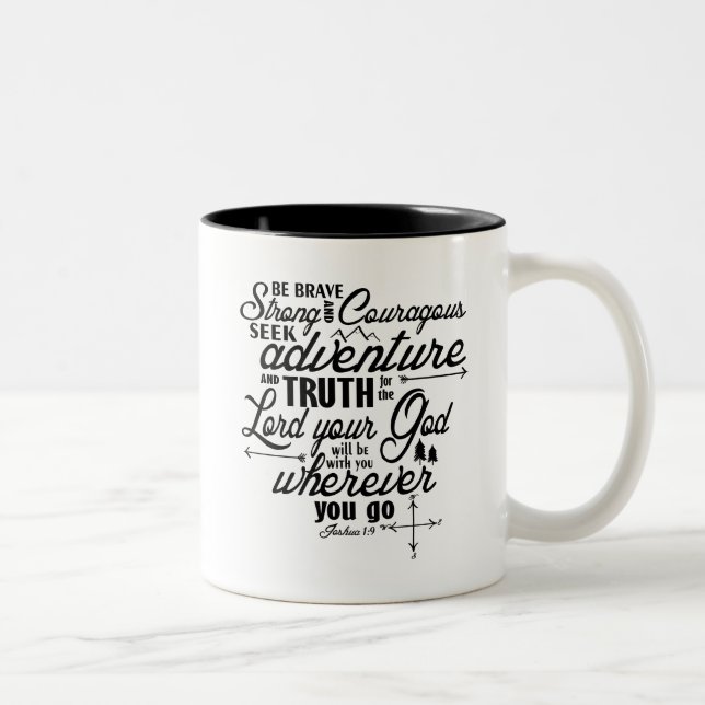 Joshua-1:9 Bibel-Vers-Tasse Zweifarbige Tasse (Rechts)