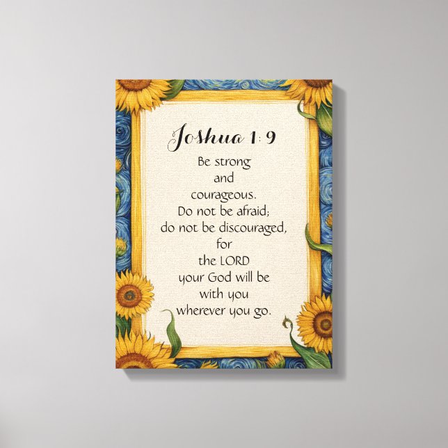 Joshua 1:9 Bibelverse Art Leinwanddruck (Vorderseite)