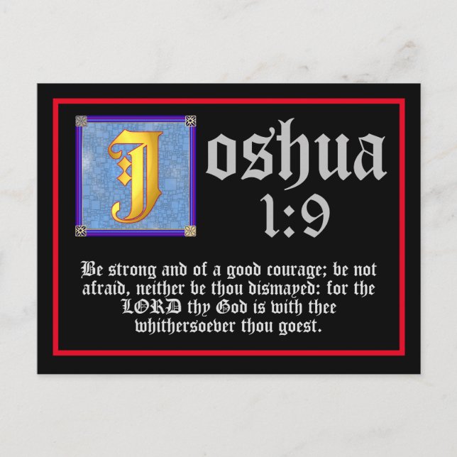 Joshua 1 9 Gold Illuminated Letter Bible Quote Postkarte (Vorderseite)