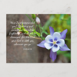 Joshua 1:9 Lila Columbine Blume Postcard Postkarte