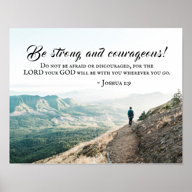 Joshua 1:9 Sei stark und mutig, Bibelverse Poster (Vorne)