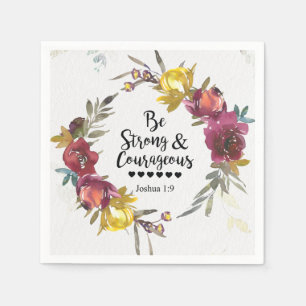Joshua 1:9 Sei stark und mutig blumenkranz Serviette