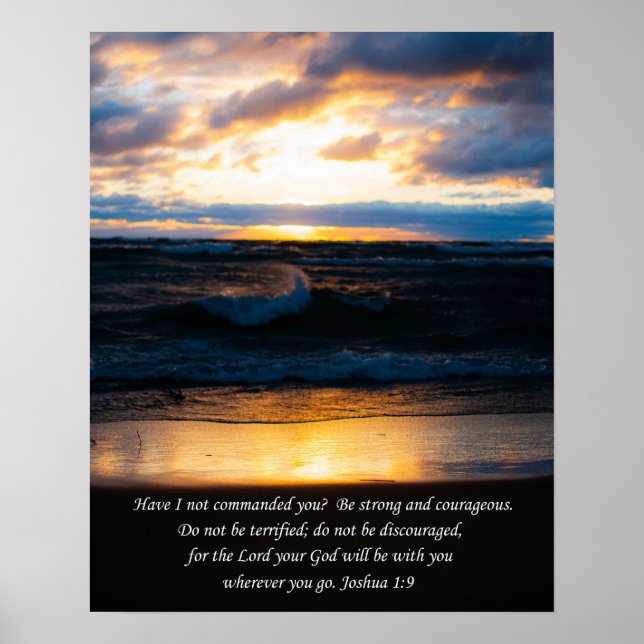Joshua 1:9 Sonnenuntergang Foto Poster (Vorne)