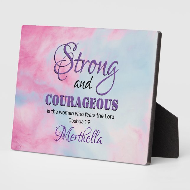Joshua 1:9 STARKE UND COURAGEOUS Christliche Frau Fotoplatte (Seite)
